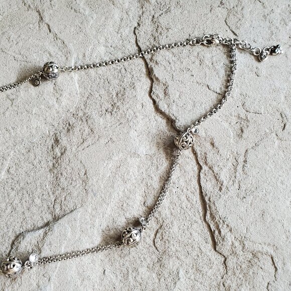 Vintage Bundle of 2 Brighton Silver Long Layering Station Necklaces - Picture 6 of 14